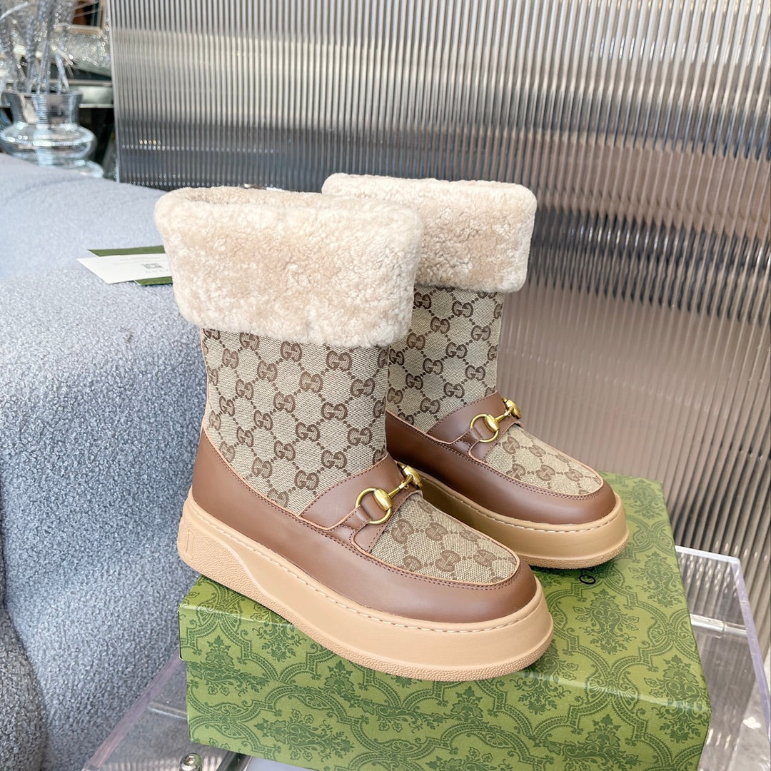 Vbs 1955 HORSEBIT SNOW BOOTS Vbs CANVAS IN BROWN