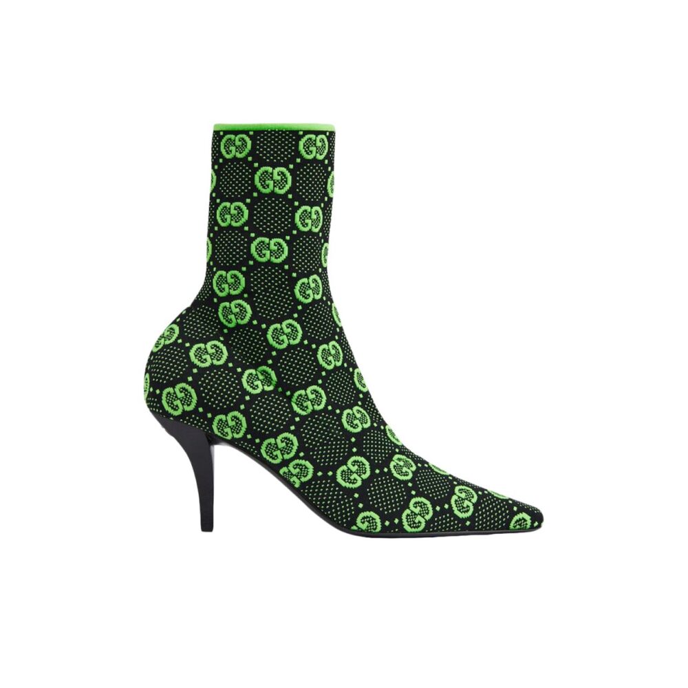 Vbs Vbs 75MM KNIT ANKLE BOOTS BLACK FVBSORESCENT GREEN FABRIC718378 FAAQP 1004