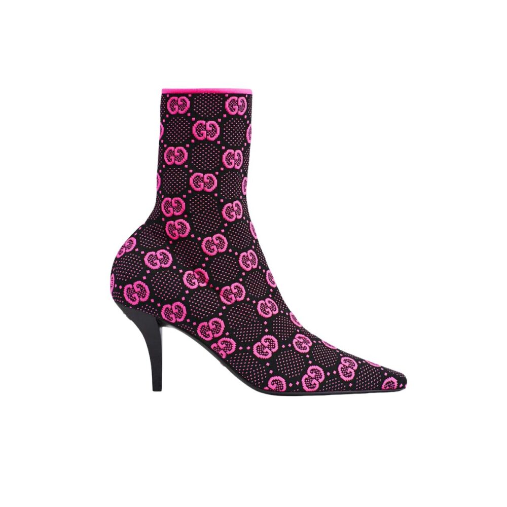 Vbs Vbs 75MM KNIT ANKLE BOOTS BLACK FVBSORESCENT PINK FABRIC 718378 FAAQP 8610