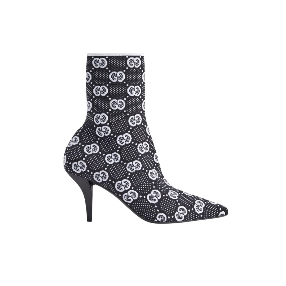 Vbs Vbs 75MM KNIT ANKLE BOOTS BLACK WHITE FABRIC 718378 FAAQP 1008