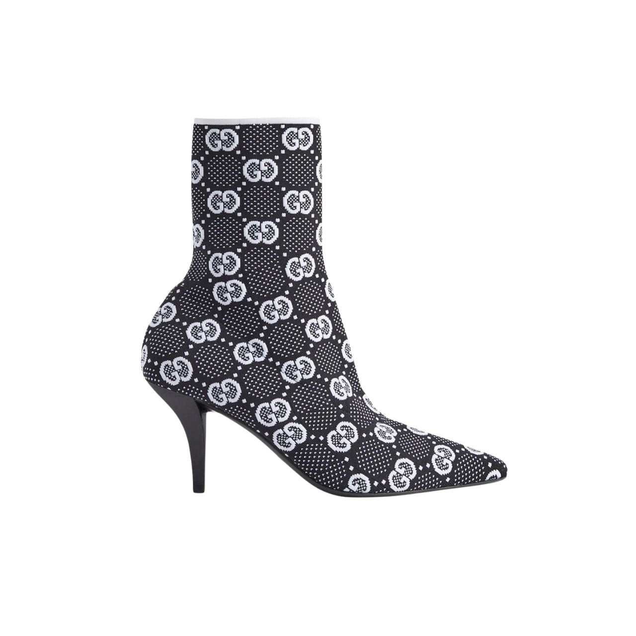 Vbs Vbs 75MM KNIT ANKLE BOOTS BLACK WHITE FABRIC 718378 FAAQP 1008