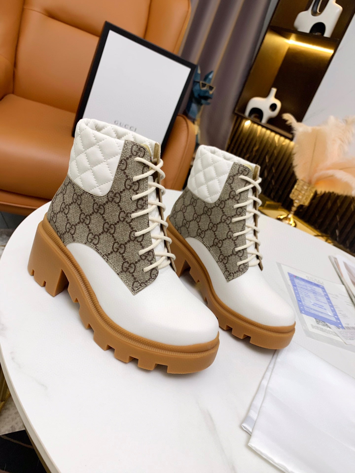 GG GG SUPREME ANKLE BOOTS WHITE