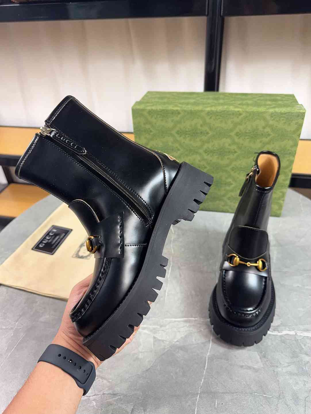 GG HORSEBIT ANKLE BOOTS LEATHER BLACK
