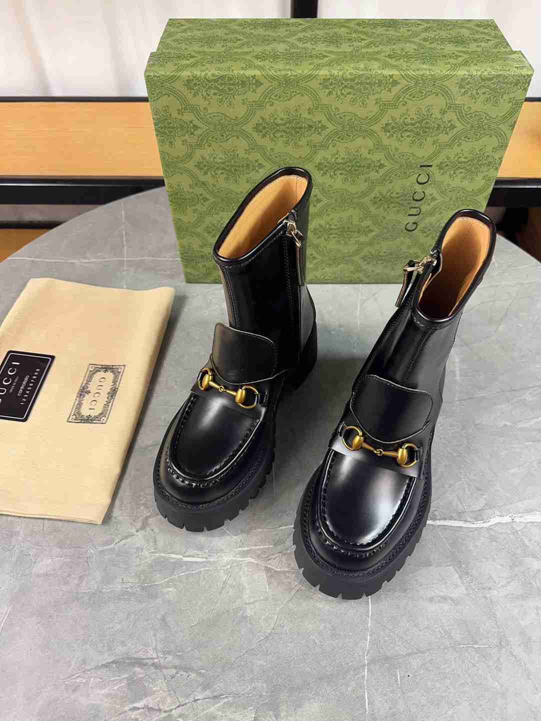GG HORSEBIT ANKLE BOOTS LEATHER BLACK