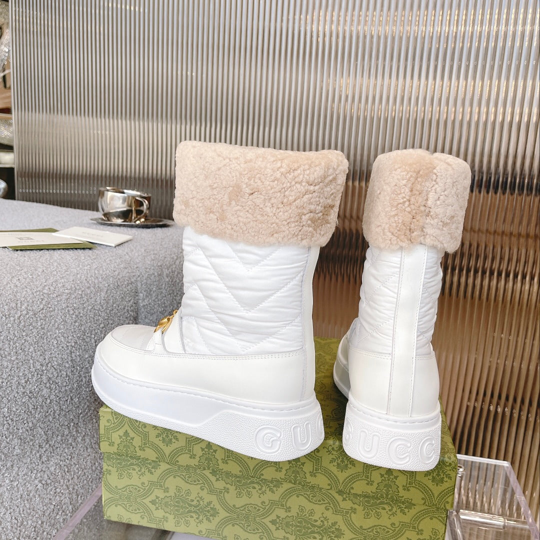 Vbs HORSEBIT CHEVRON QUILTED BOOTS WHITE