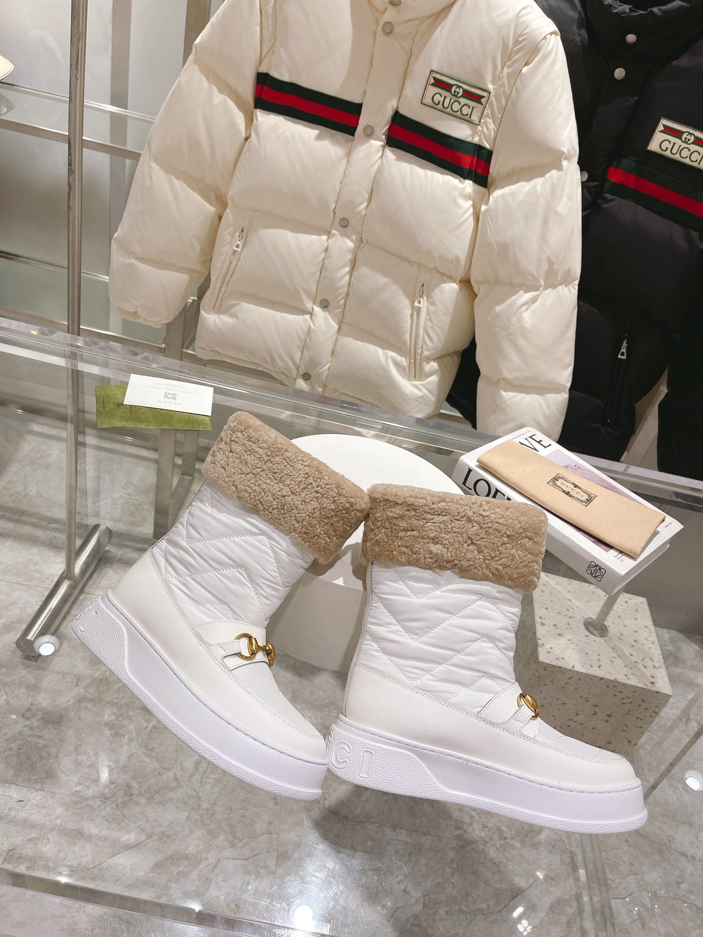 Vbs HORSEBIT CHEVRON QUILTED BOOTS WHITE