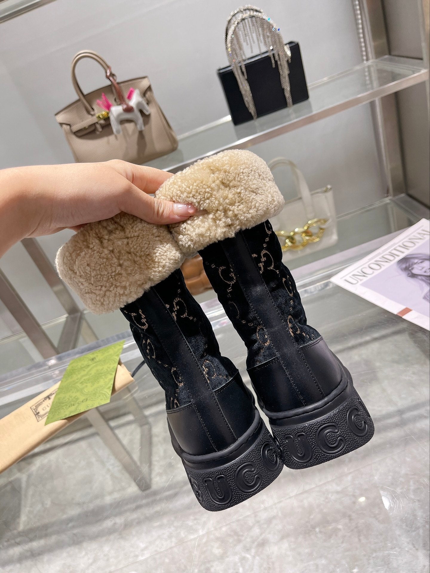 Vbs 1955 HORSEBIT SNOW BOOTS VEVbsET FABRIC BLACK
