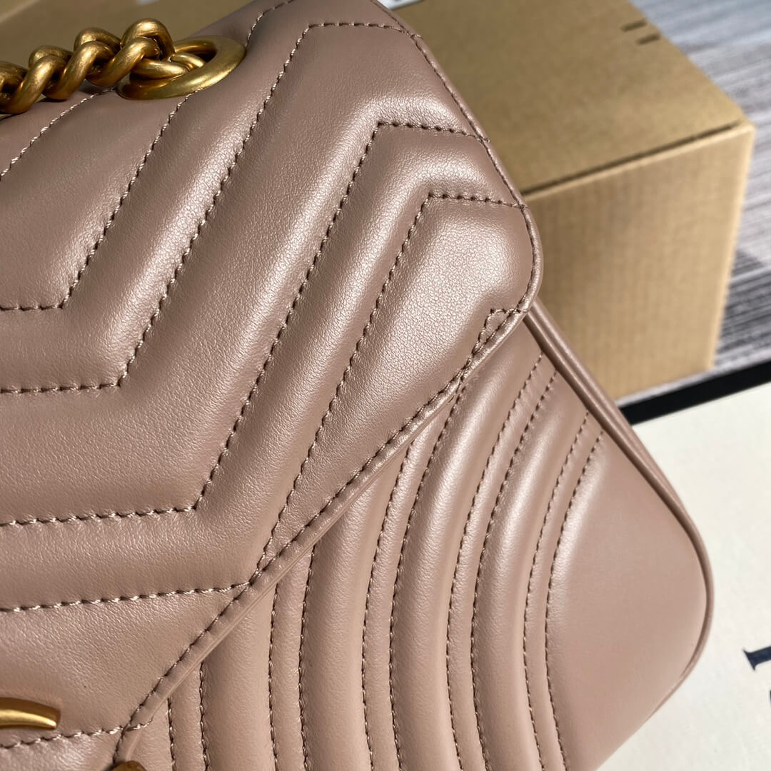 ?443496 VBS Marmont medium matelassé shoulder bag Nude pink leather gold hardware