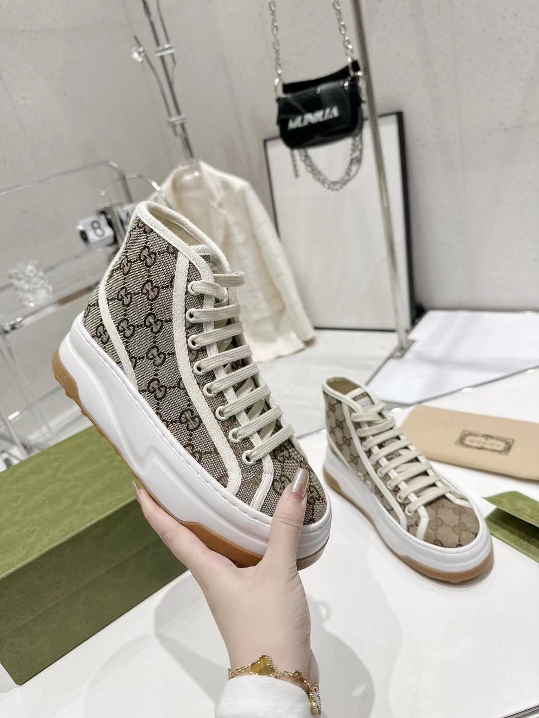 VBS Women sneakers canvas leather white 20230609