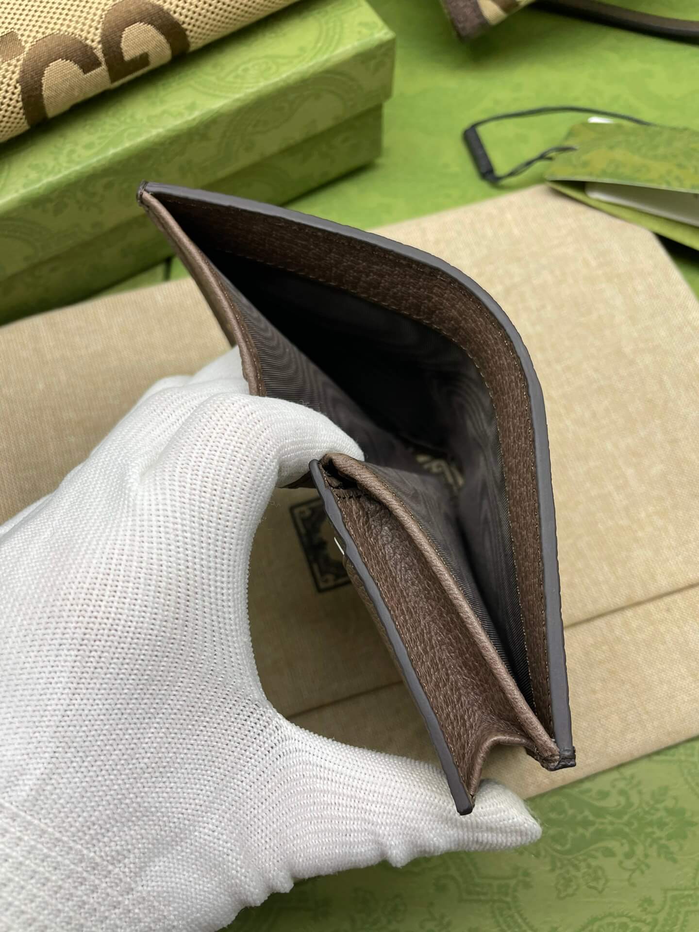 VBS Bamboo wallet card bag browm FREE SHIPPING