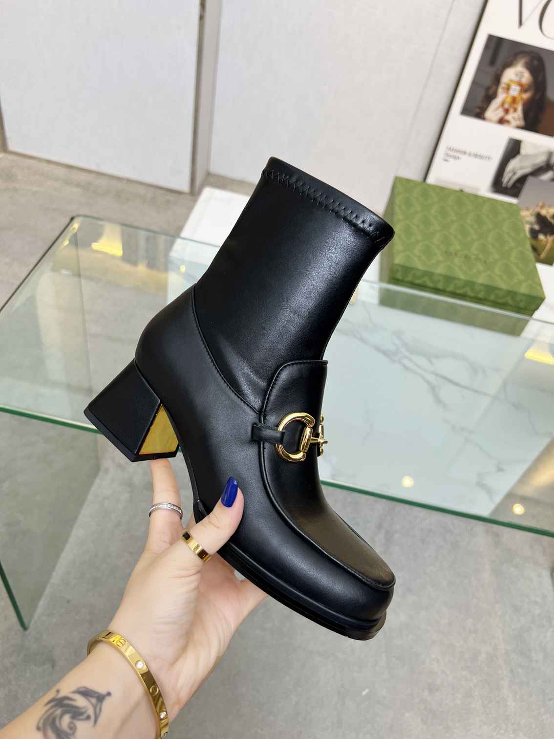 VBS HORSEBIT PLAQUE ANKLE BOOTS BLACK 719830 1DO50 1000