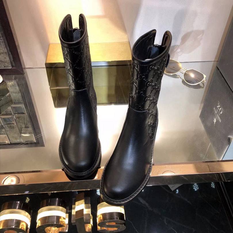 VBS WOMEN'S GUCCISSIMA SHORT ZIP BOOTS BLACK
