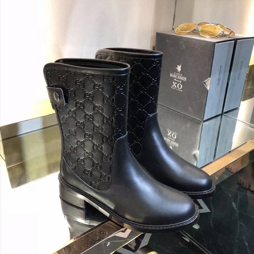 VBS WOMEN'S GUCCISSIMA SHORT ZIP BOOTS BLACK