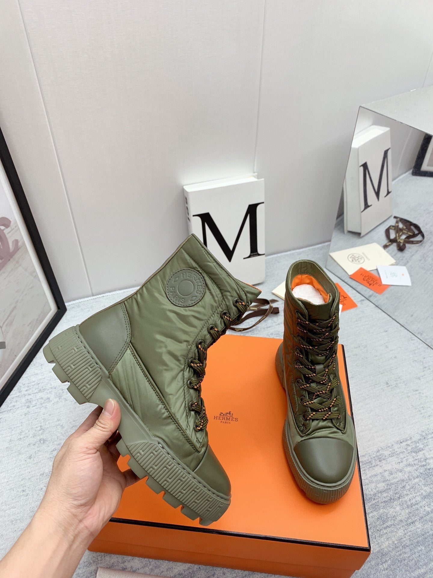 HM FRESH ANKLE BOOTS GREEN