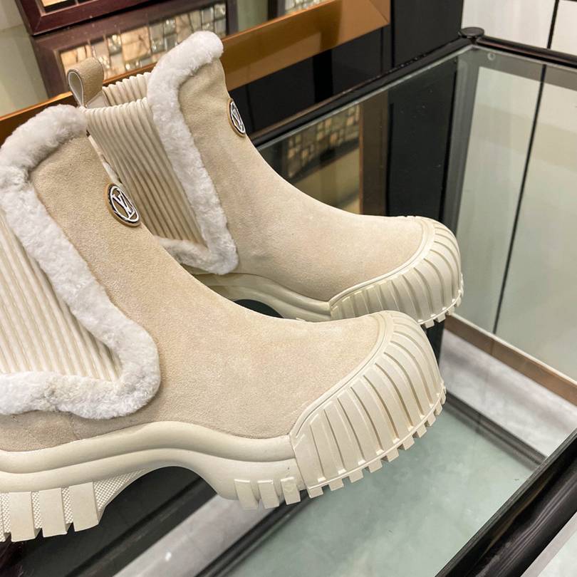 VBS RUBY FLAT BOOTS SUEDE CALFSKIN AND SHEARLING BEIGE 1AGWGB