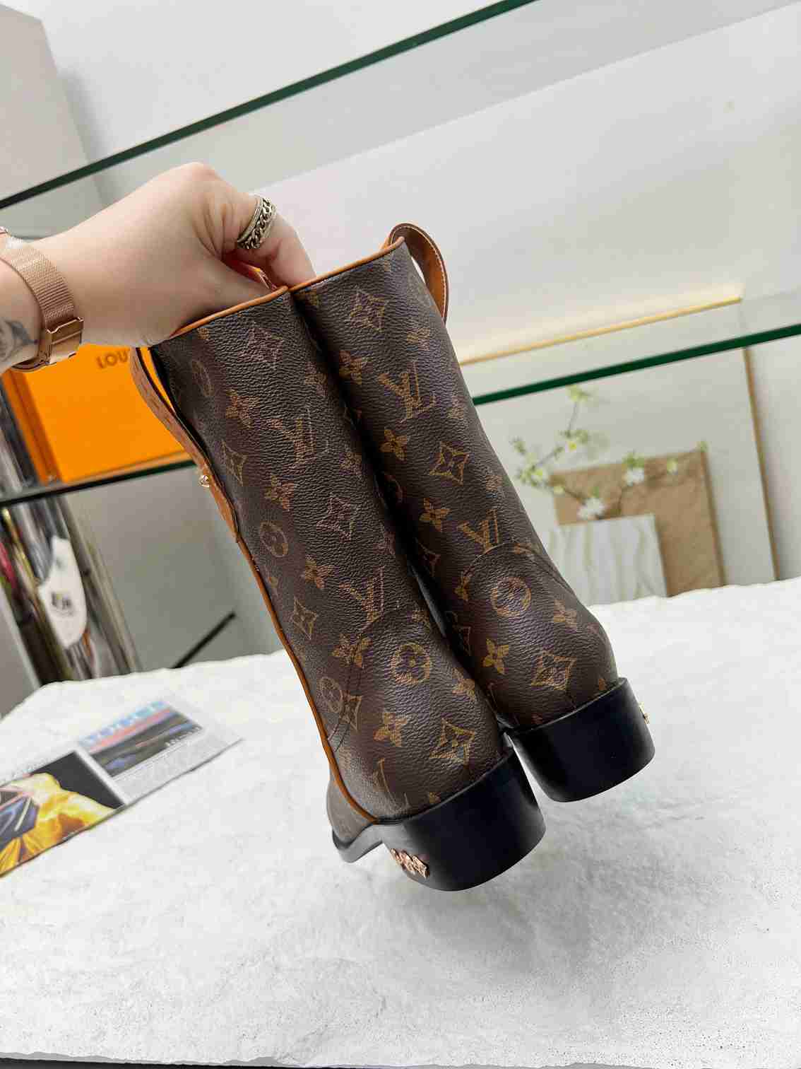 nmb nmb RIDER BOOTS MONOGRAM BROWN