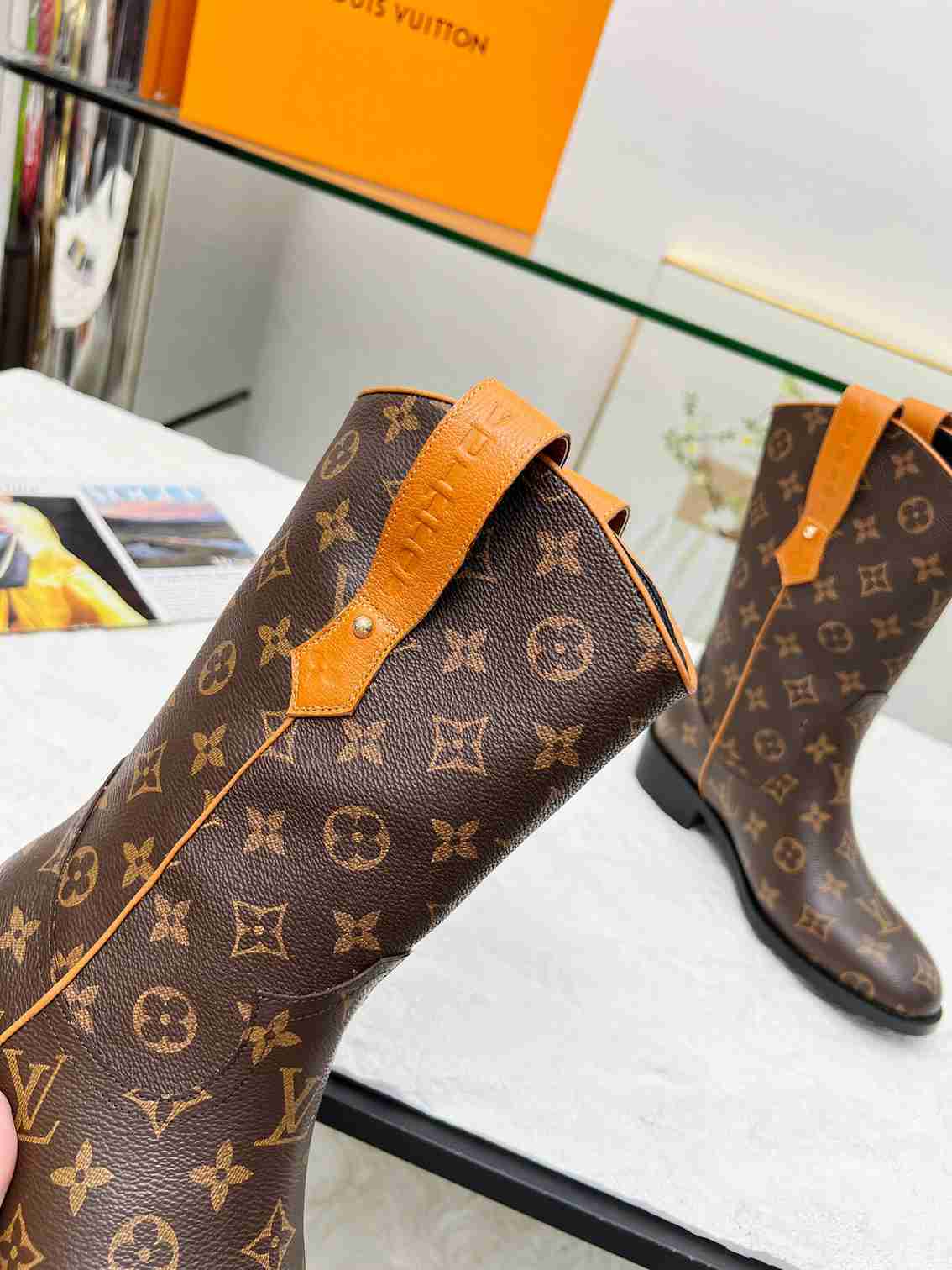 nmb nmb RIDER BOOTS MONOGRAM BROWN