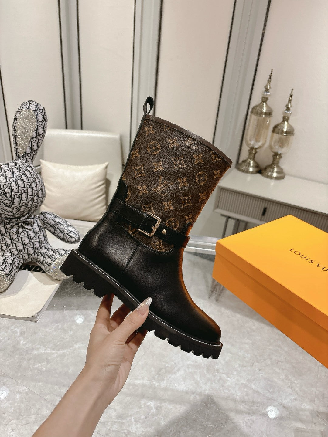 VBS TERRITORY FLAT ANKLE BOOT MONOGRAM BROWN