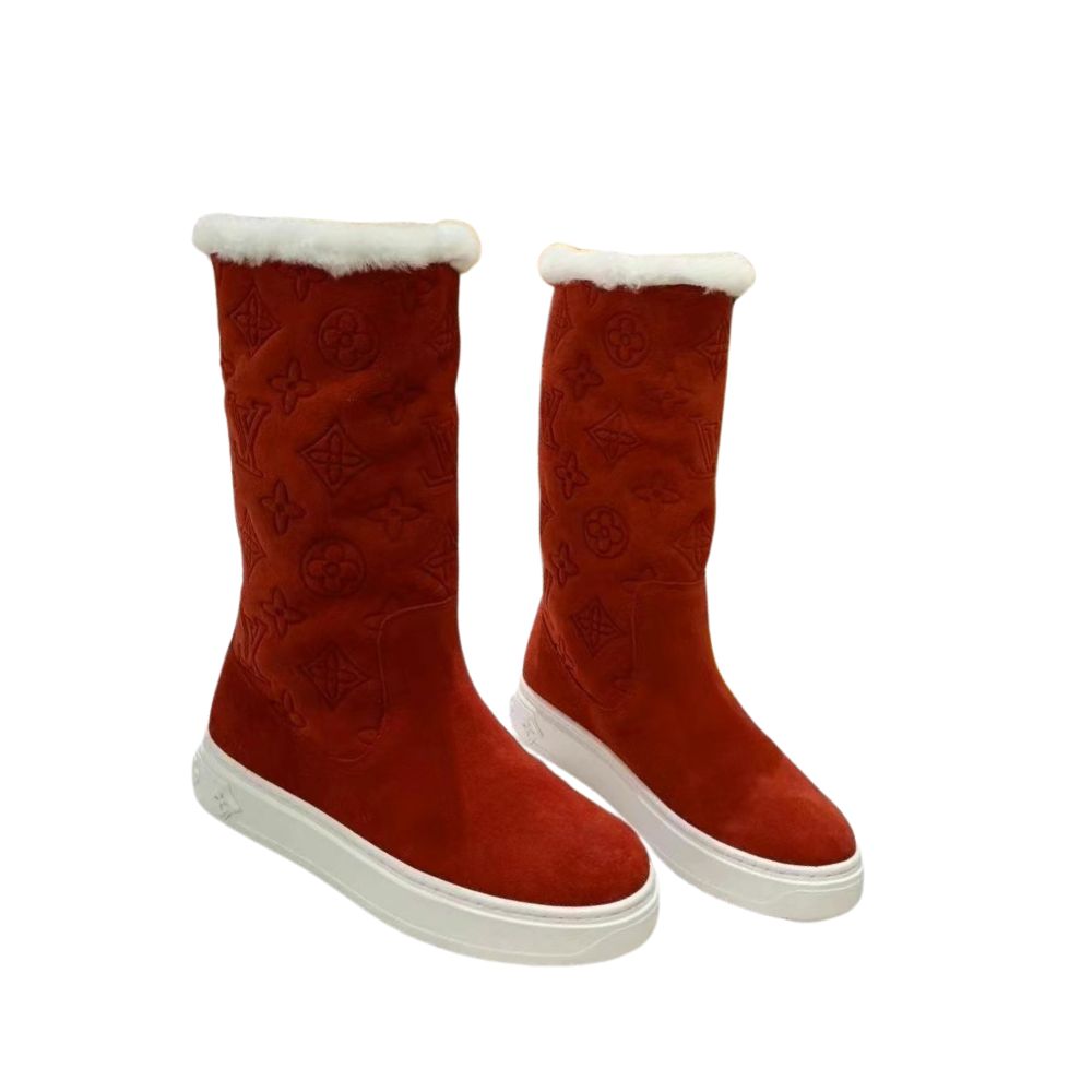 nmb SUEDE MONOGRAM BOOTS RED