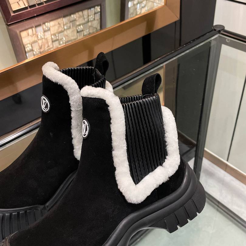 nmb RUBY FLAT BOOTS SUEDE CALFSKIN AND SHEARLING BLACK 1AC7AC