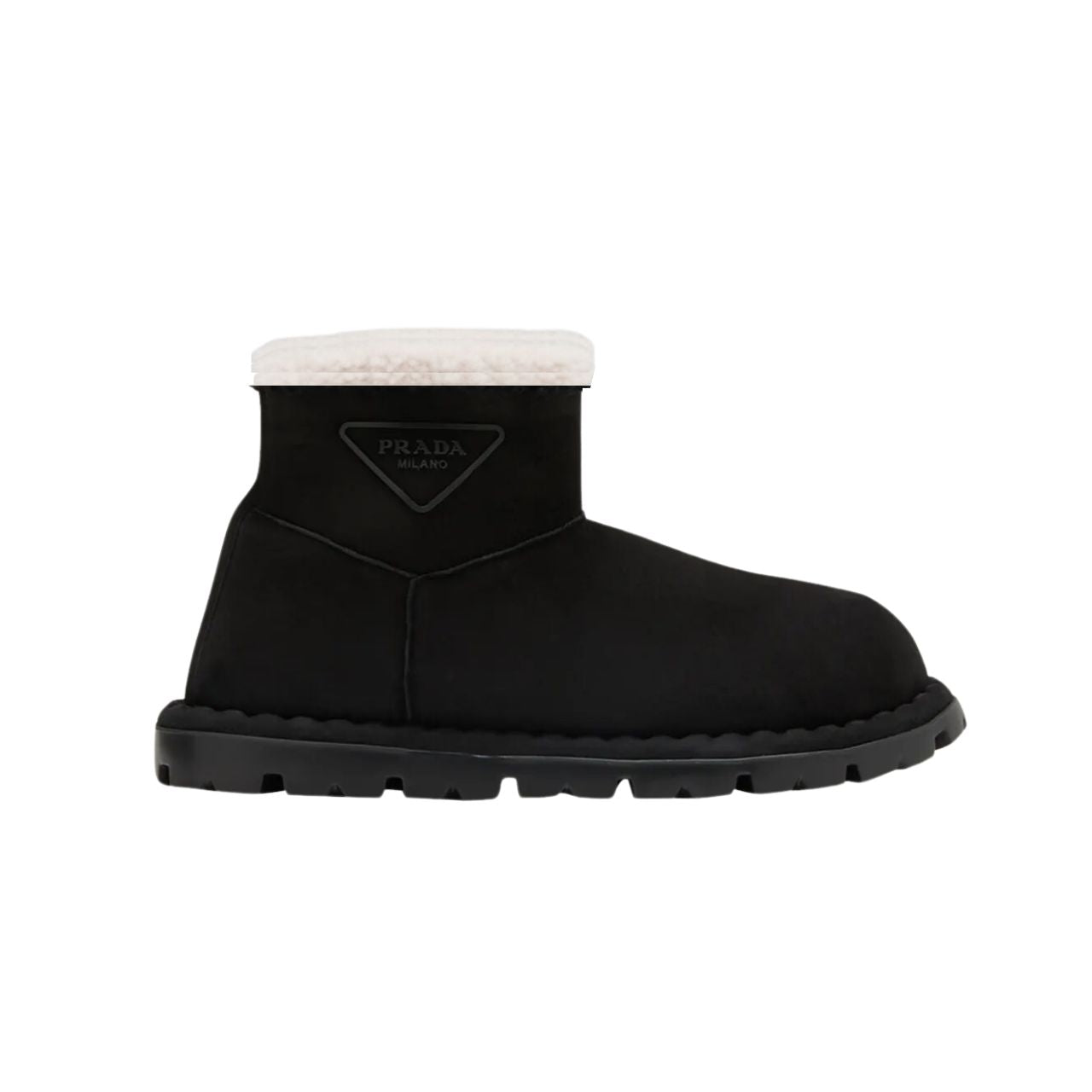 VBS SHEARLING BOOTIES BLACK WITH RUBBER TRIANGLE LOGO