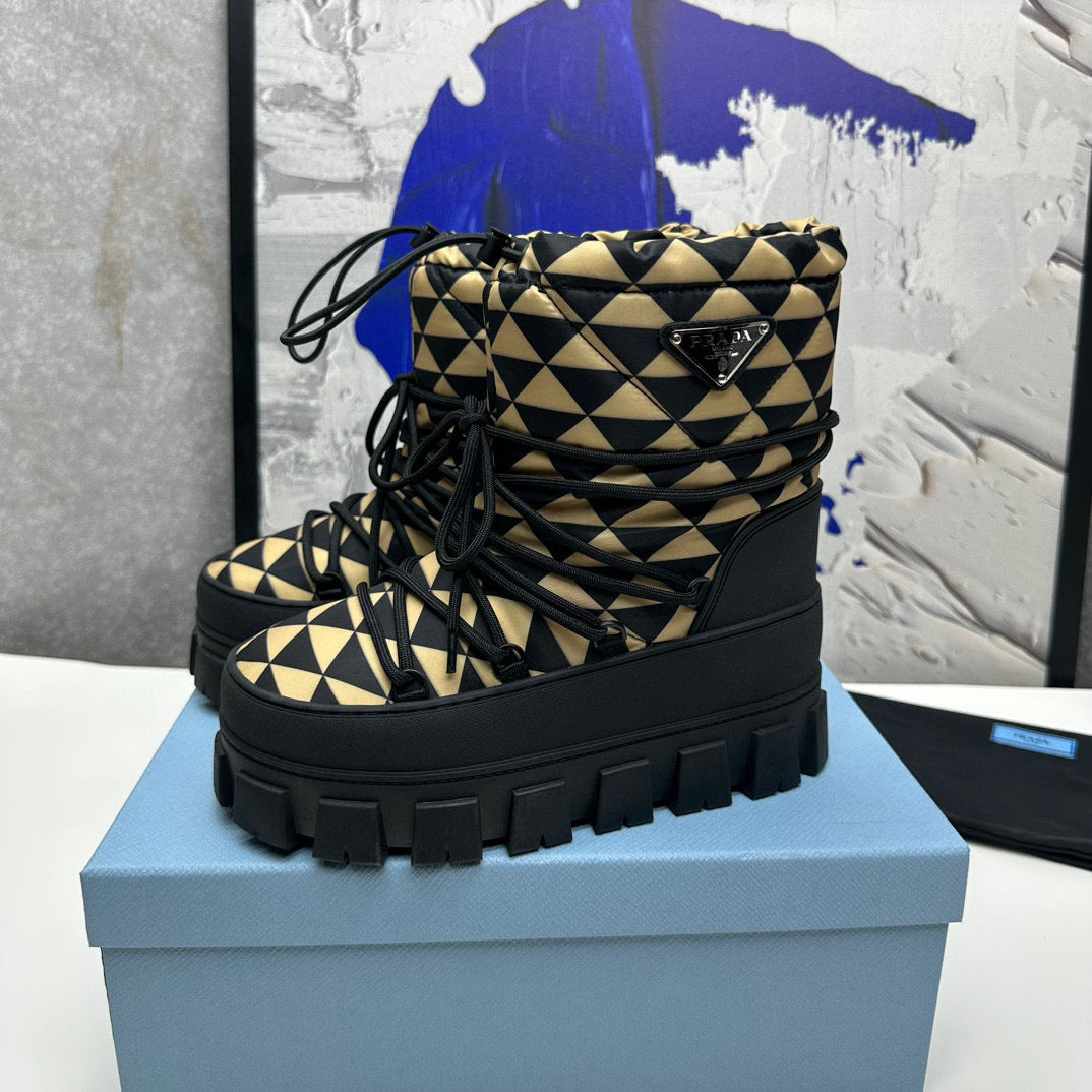 PD NYLON GABARDINE APRÈS SKI BOOTIES BLACK BEIGE