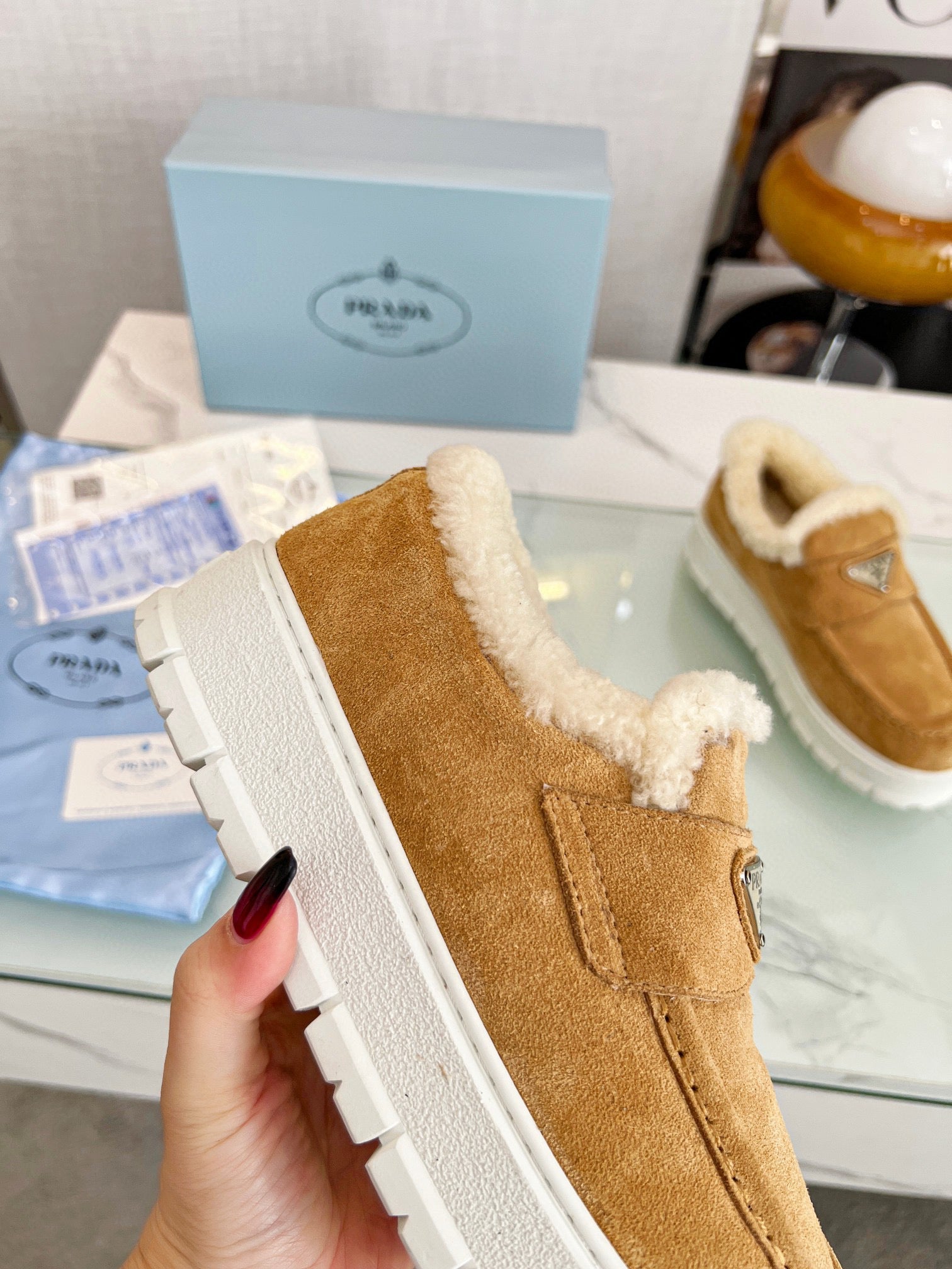 PD SUEDE LOAFER BOOTIES ECRU 1D245N 3I2M F0379 F ZB45