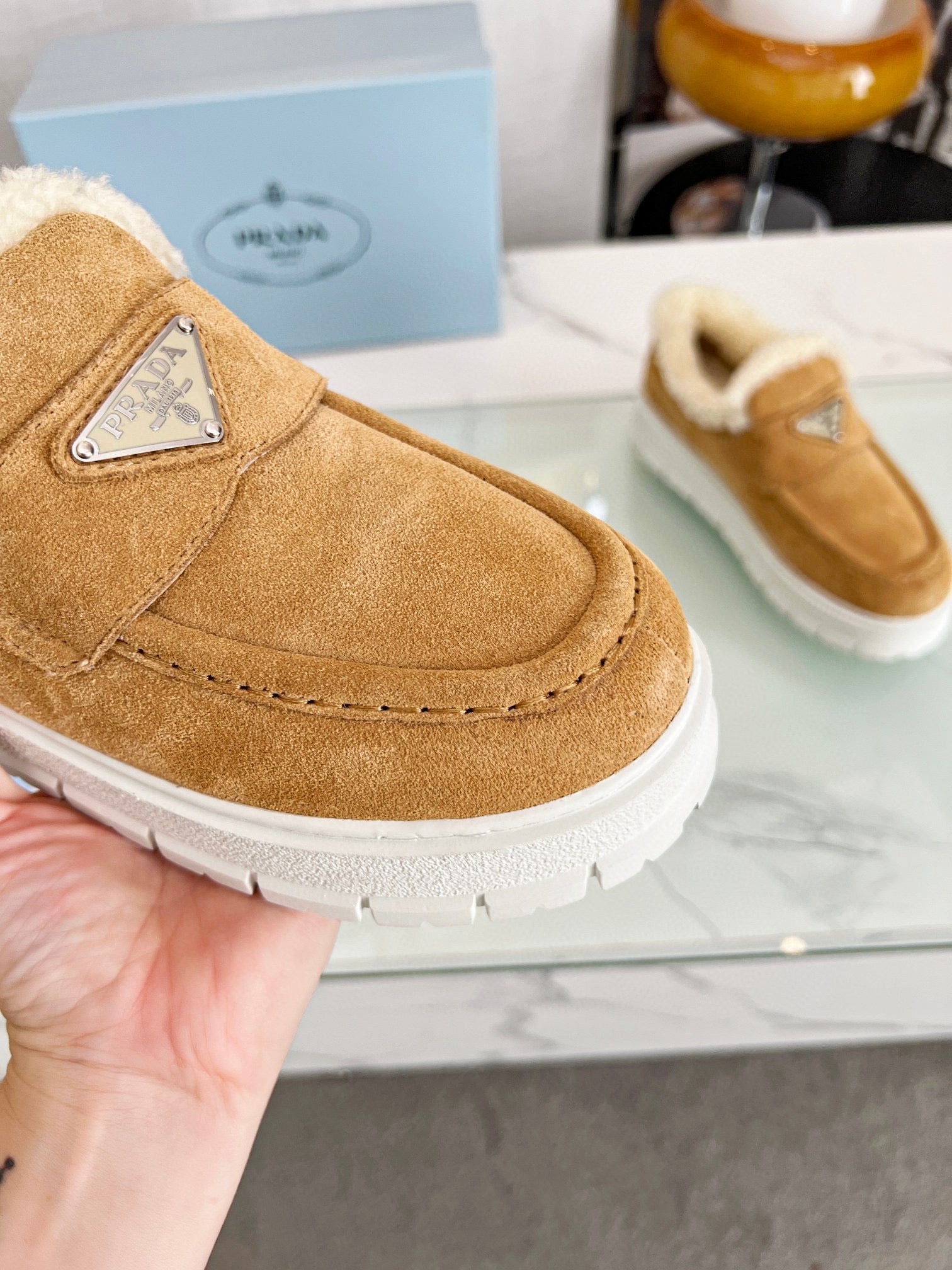 PD SUEDE LOAFER BOOTIES ECRU 1D245N 3I2M F0379 F ZB45