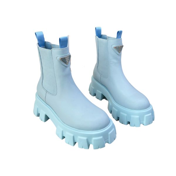 PD MONOLITH BRUSHED LEATHER BOOTIES BLUE