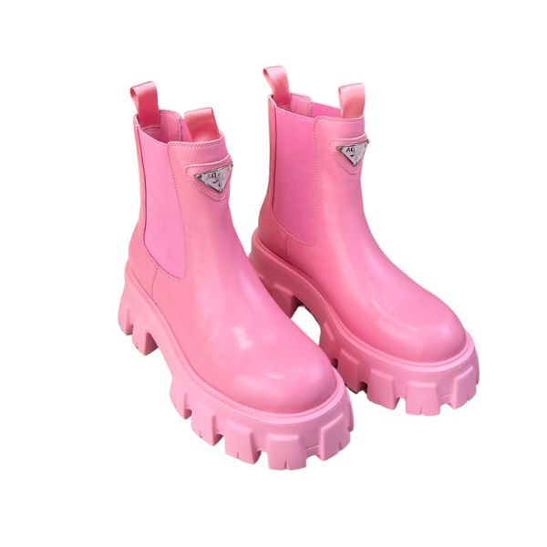 PD MONOLITH BRUSHED LEATHER BOOTIES PINK
