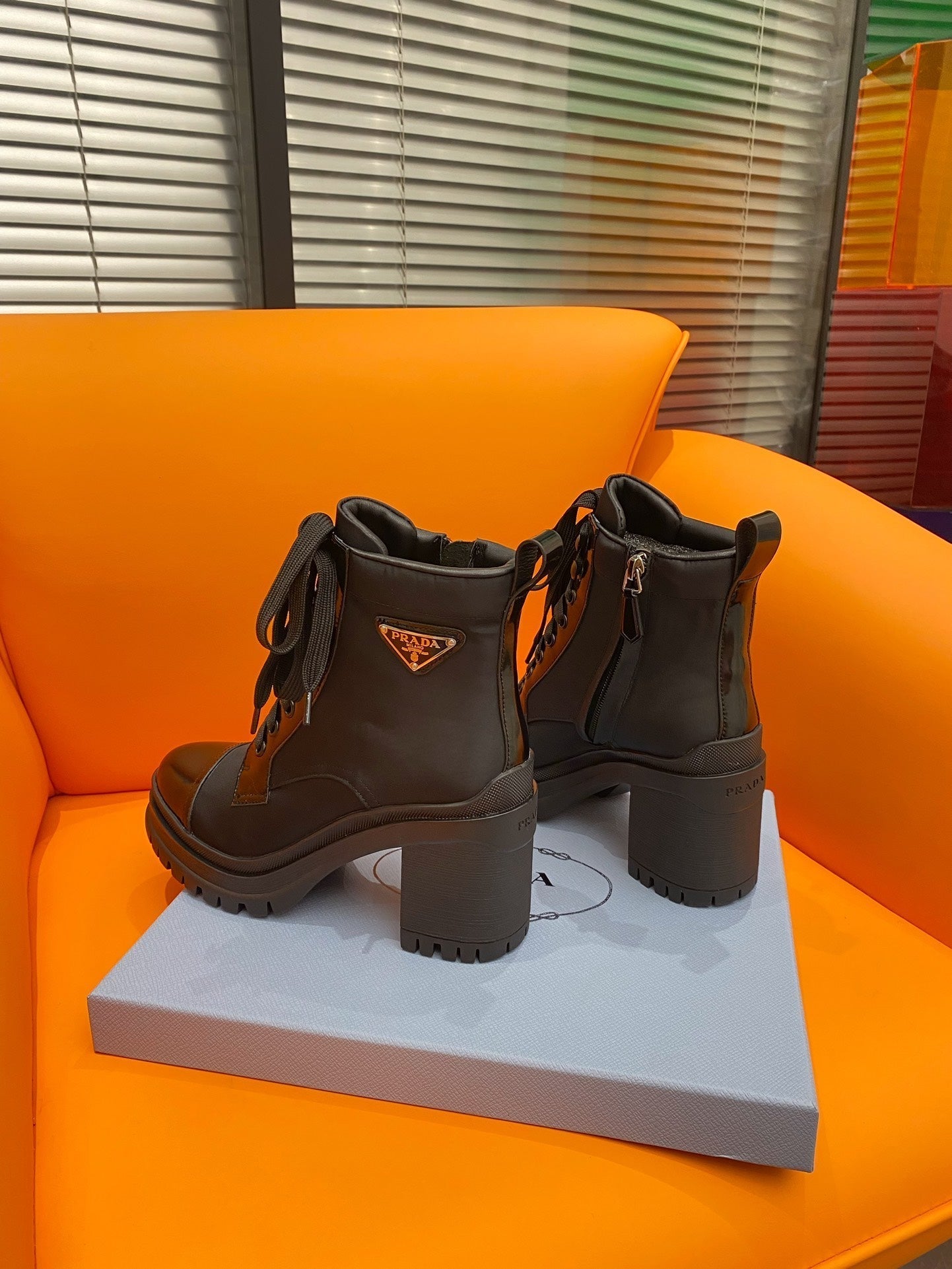 PD LOGO PLAQUE ANKLE BOOTS BLACK