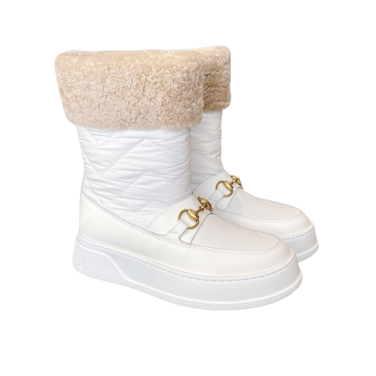 Vbs HORSEBIT CHEVRON QUILTED BOOTS WHITE