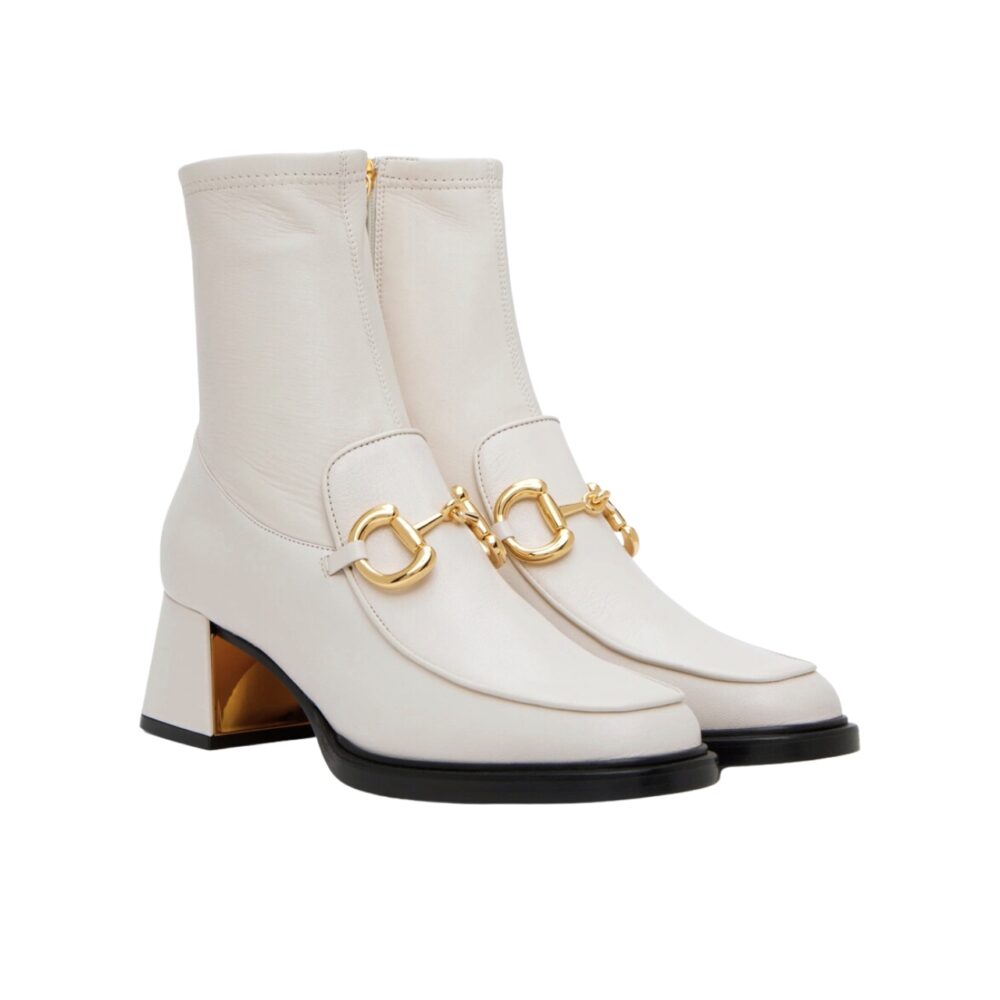 VBS HORSEBIT PLAQUE ANKLE BOOTS OFF WHITE