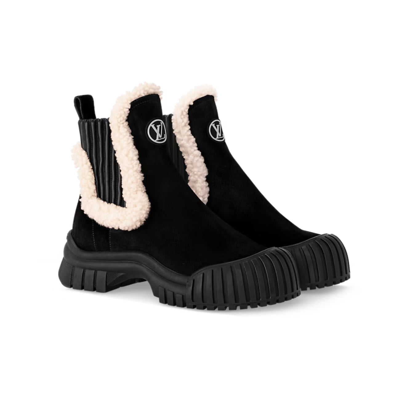 VBS RUBY FLAT BOOTS SUEDE CALFSKIN AND SHEARLING BLACK 1AC7AC