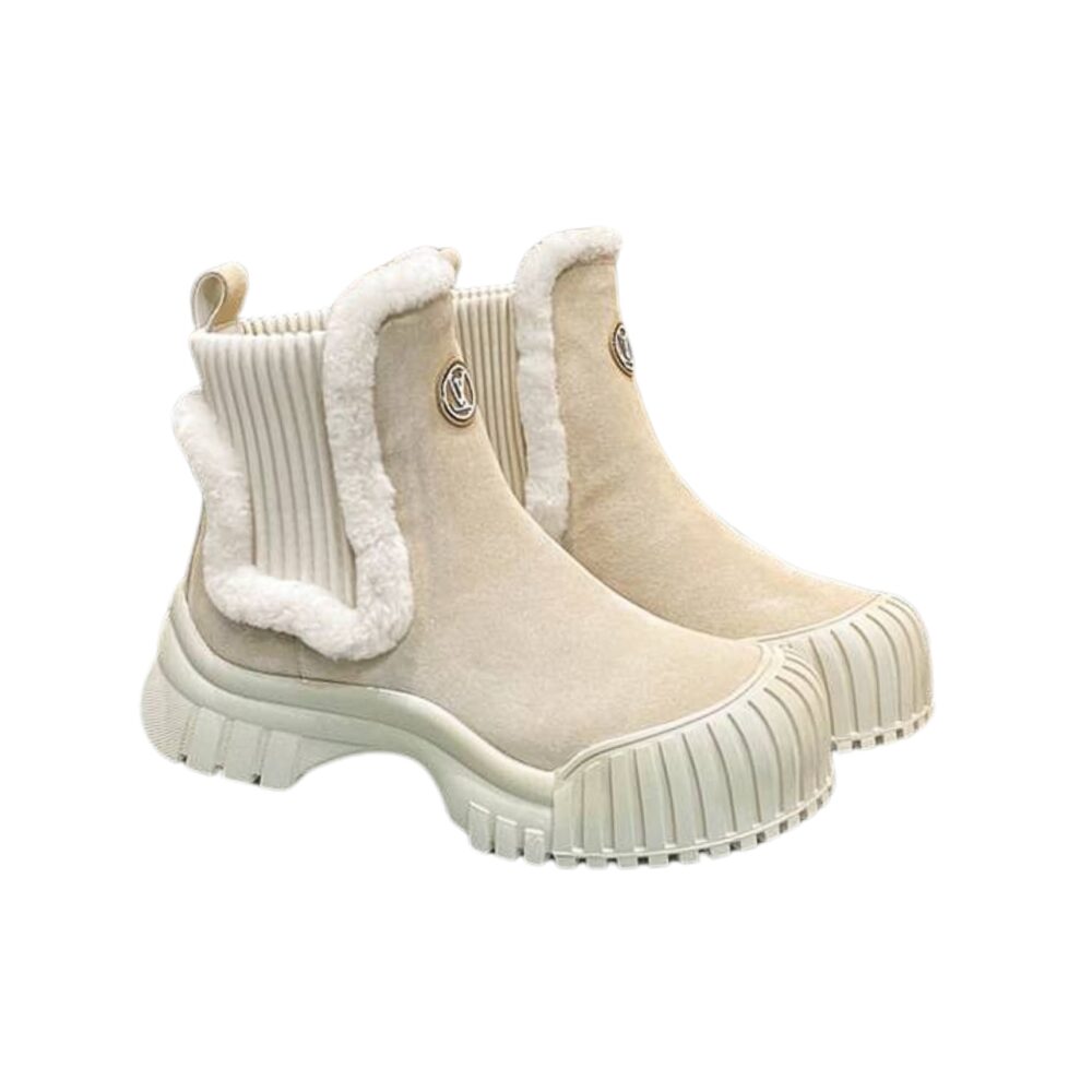 nmb RUBY FLAT BOOTS SUEDE CALFSKIN AND SHEARLING BEIGE 1AGWGB