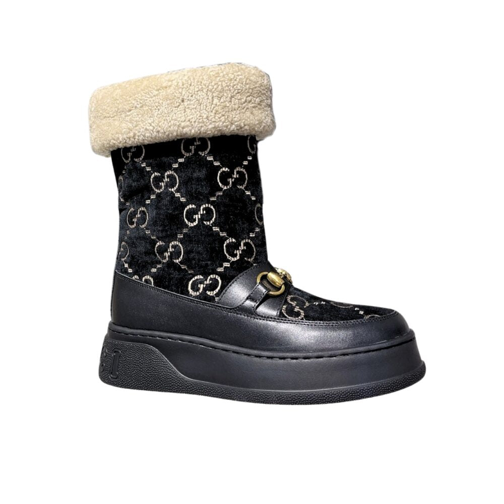 GG 1955 HORSEBIT SNOW BOOTS VEnmbET FABRIC BLACK