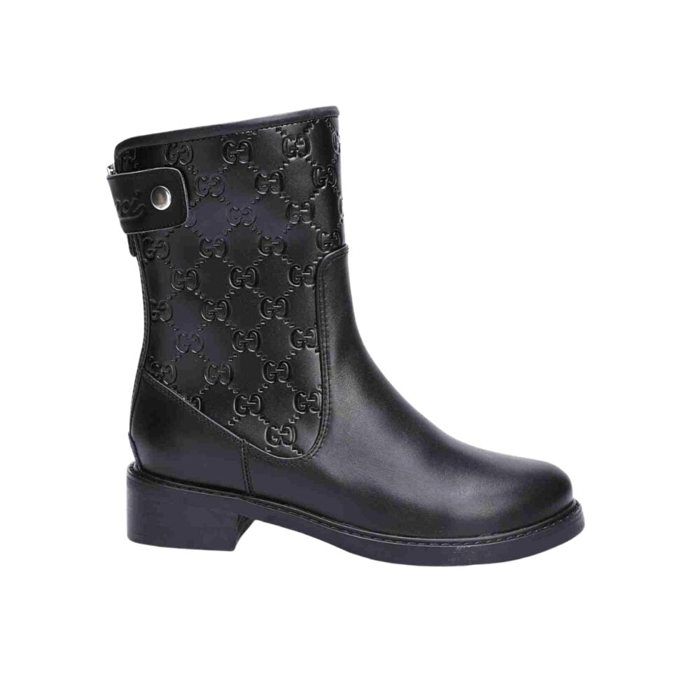 VBS WOMEN'S GUCCISSIMA SHORT ZIP BOOTS BLACK