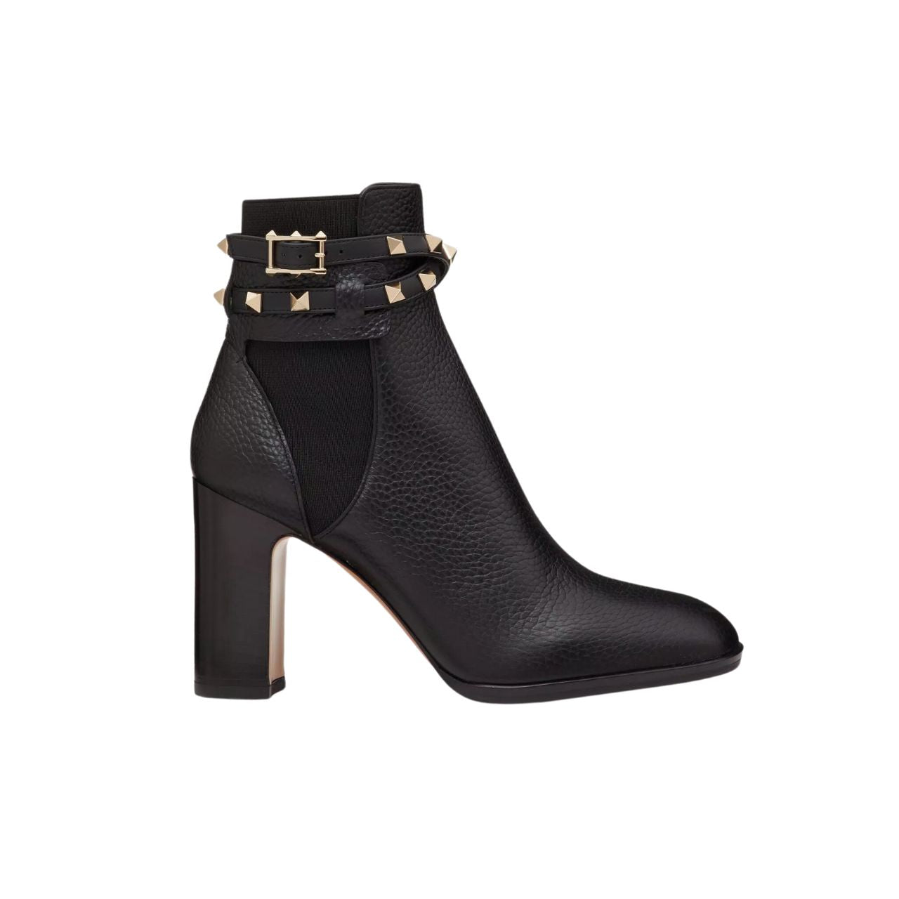 nmb GARAVANI ROCKSTUD GRAINY CALFSKIN ANKLE BOOT BLACK 3W2S0P62VCE 0NO