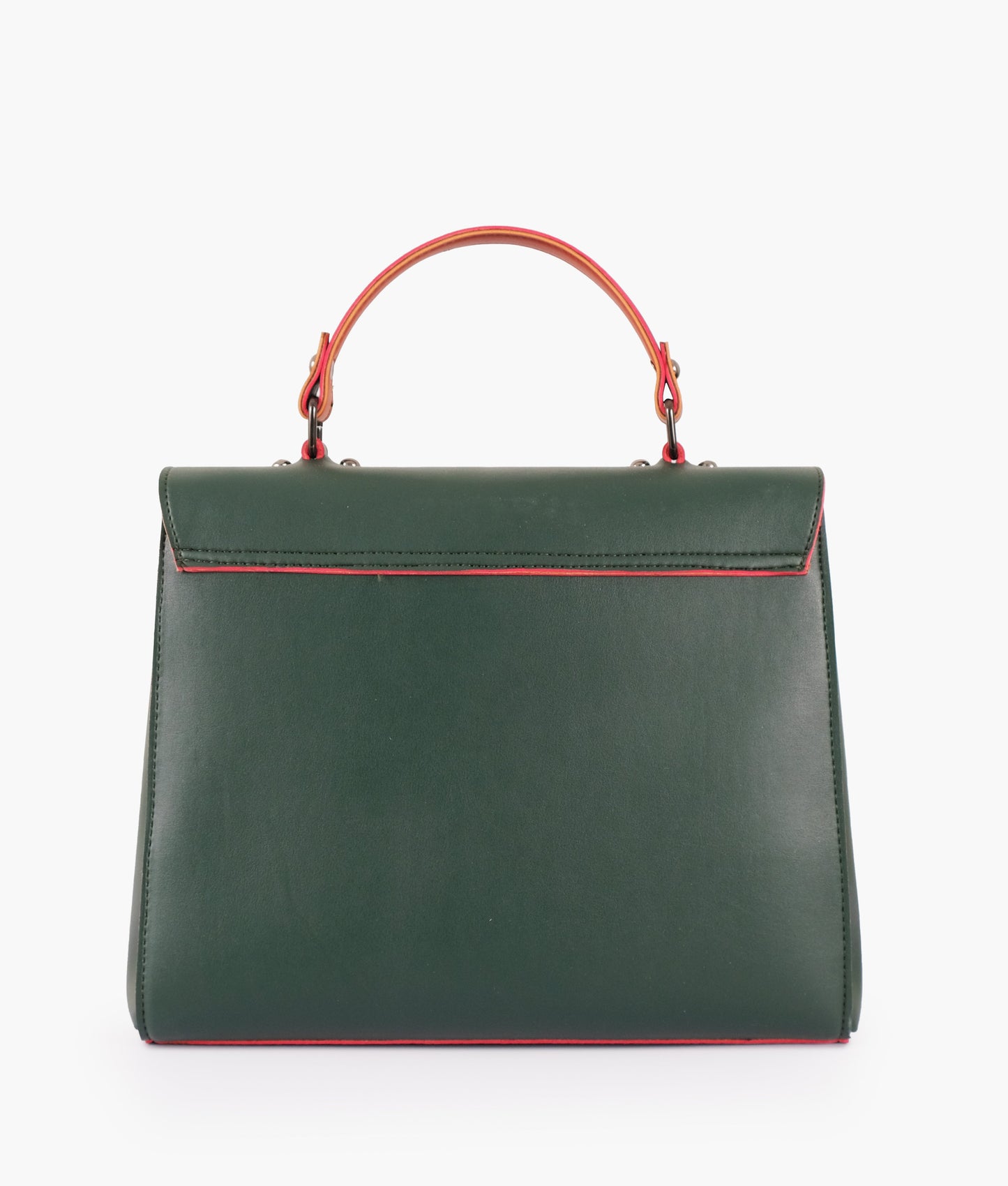 Army green flap-over top-handle bag