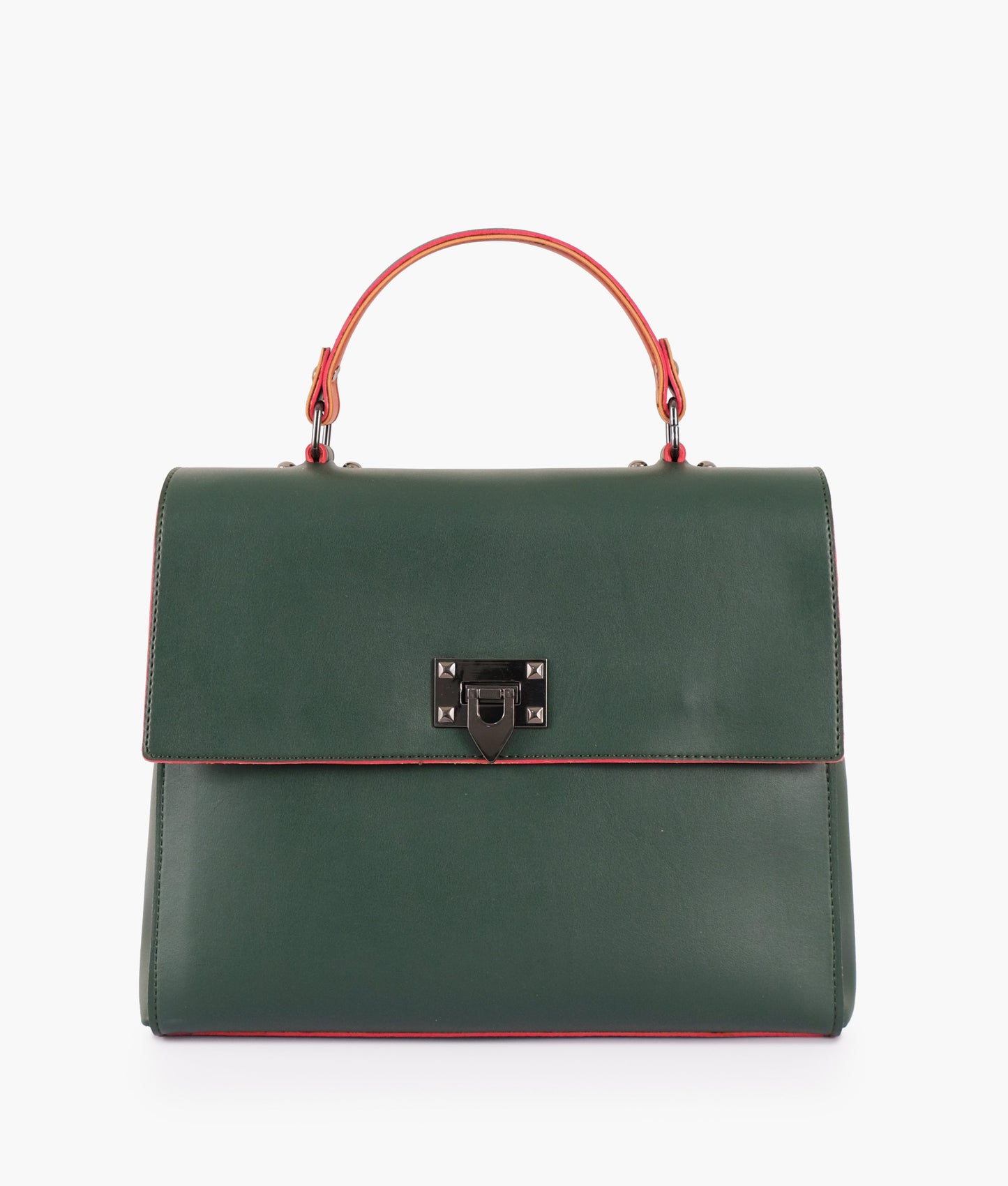 Army green flap-over top-handle bag