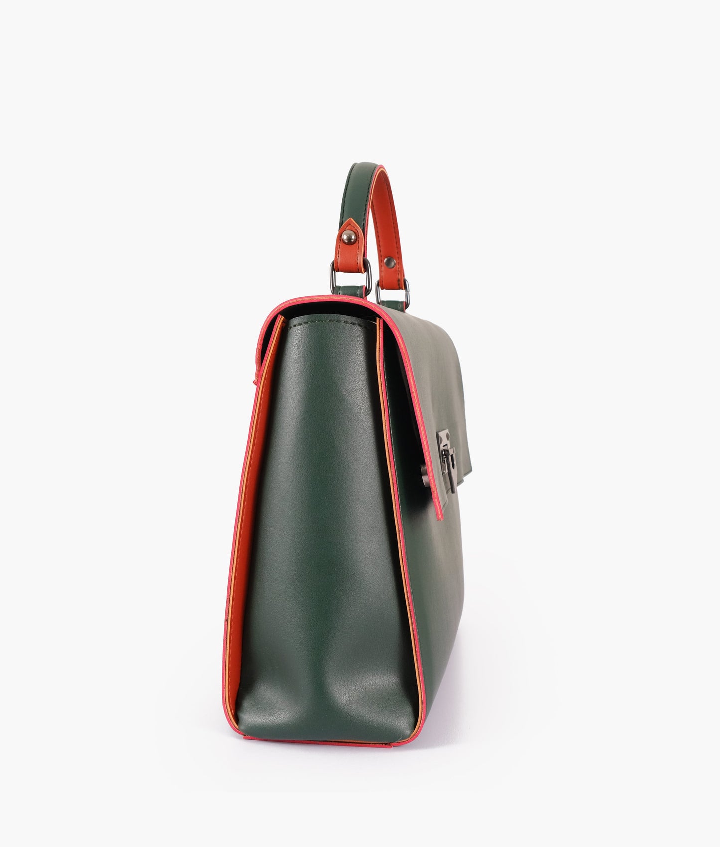 Army green flap-over top-handle bag