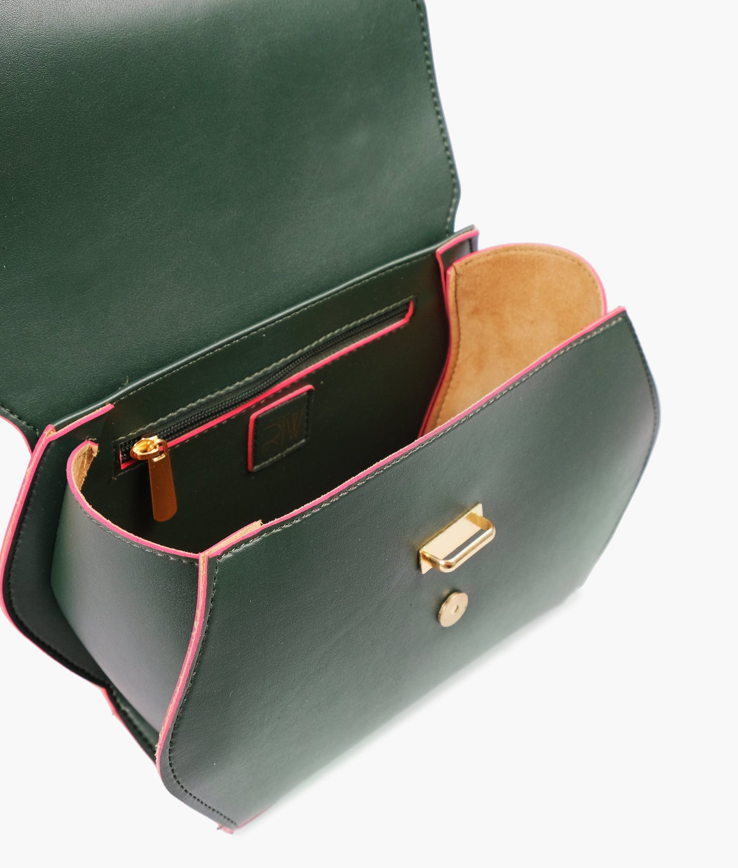 Army green top-handle hexagon bag