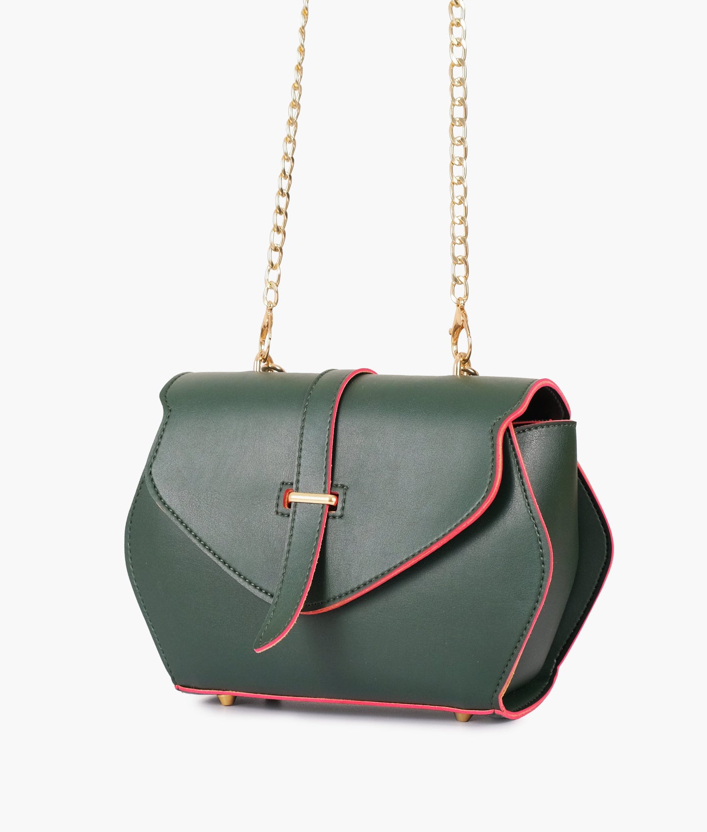 Army green top-handle hexagon bag