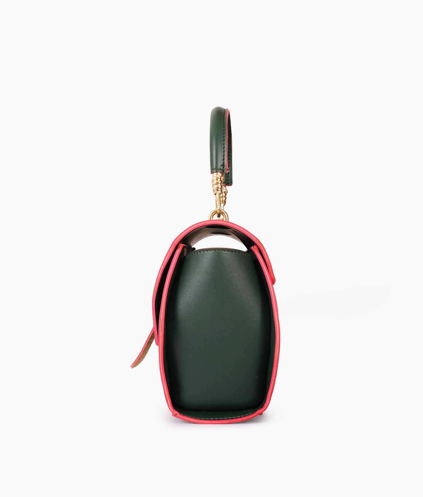 Army green top-handle hexagon bag