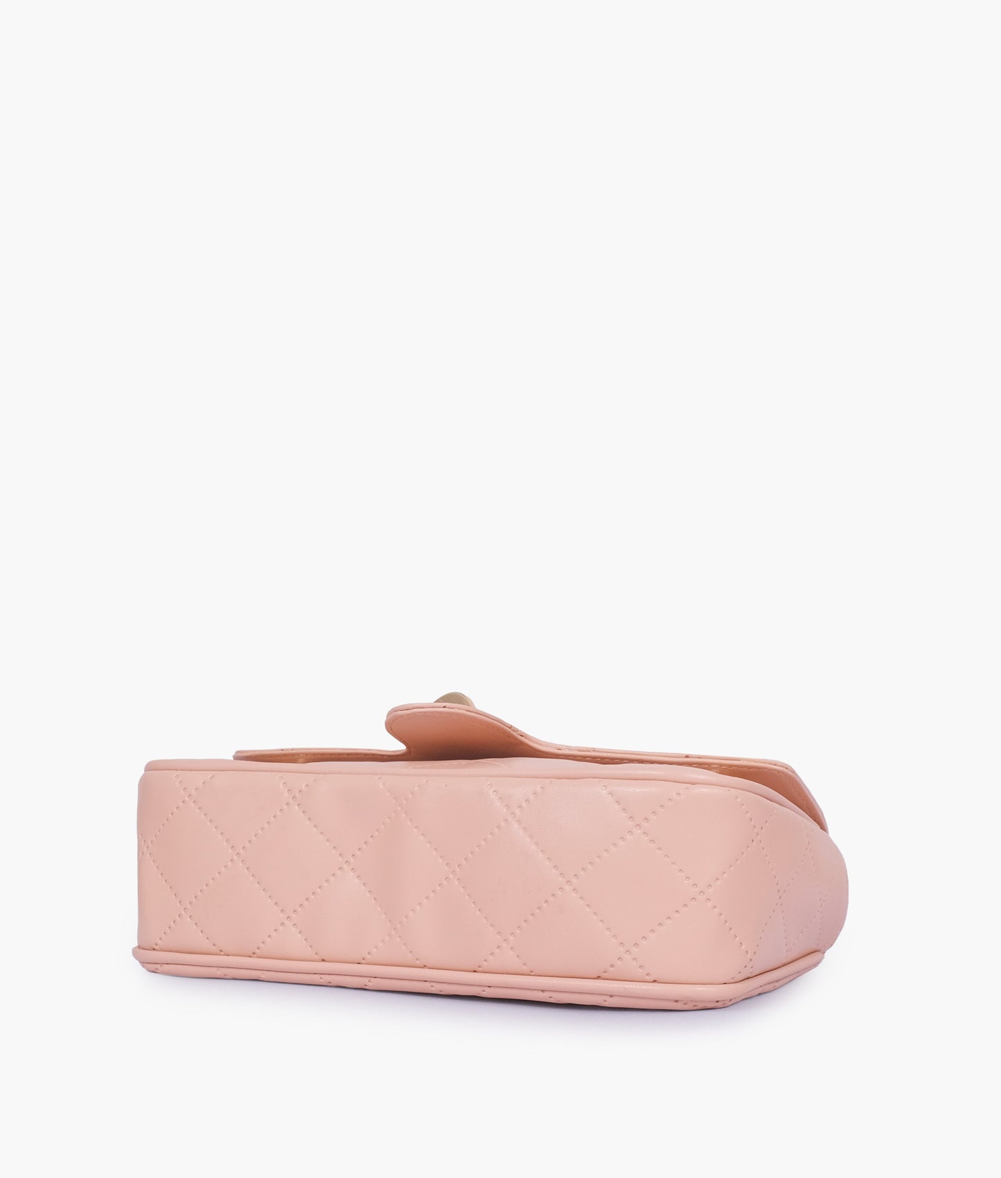 Baby pink quilted small shoulder bag with chain