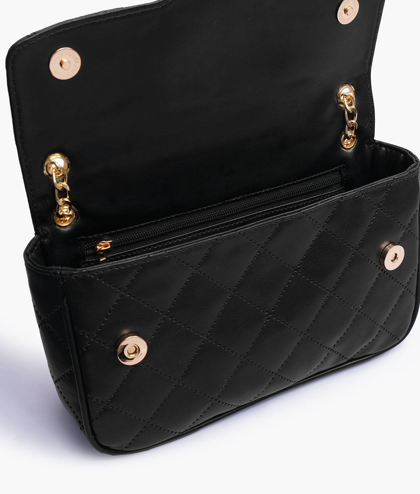 Black quilted small shoulder bag with chain