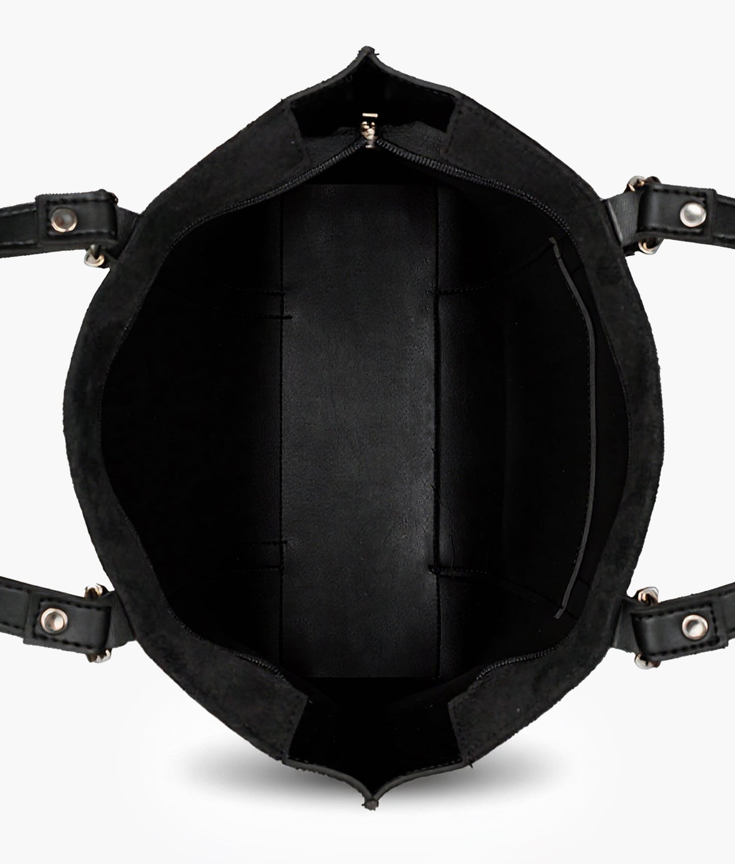 Black suede double-handle tote bag