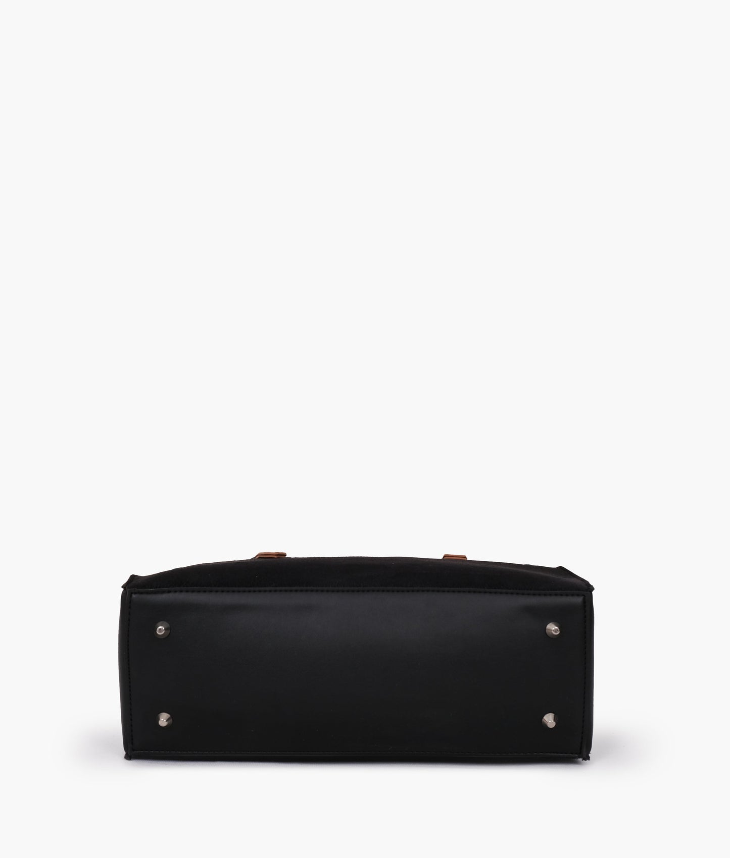 Black suede satchel tote bag