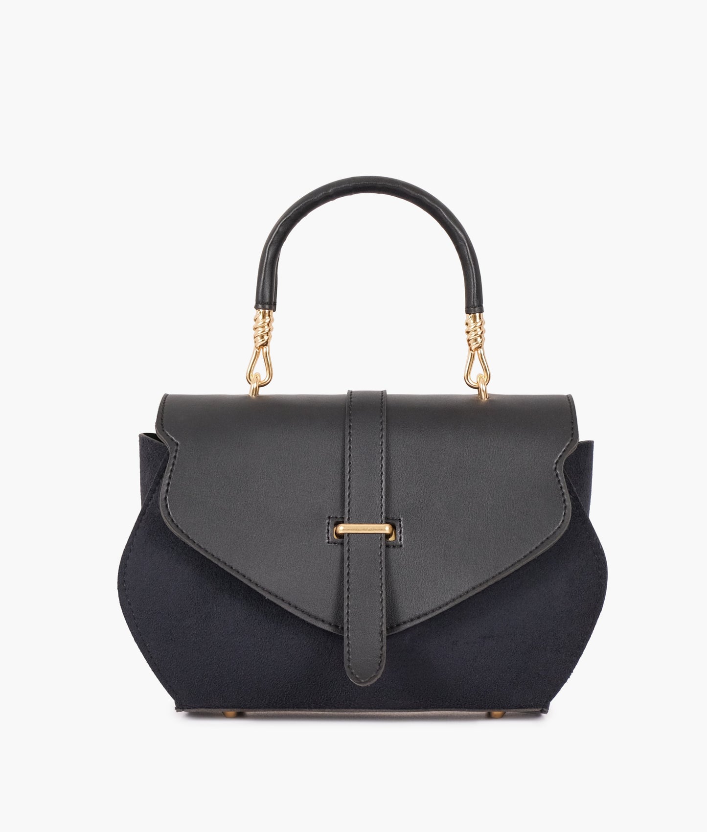 Black top-handle hexagon bag