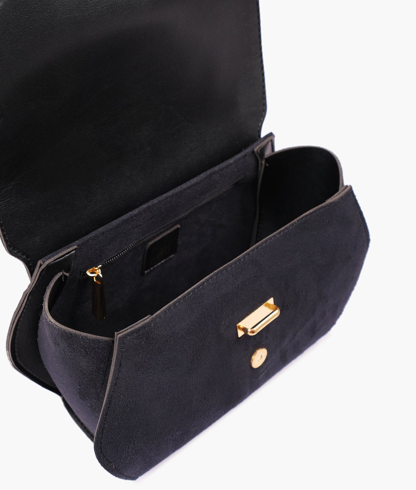 Black top-handle hexagon bag